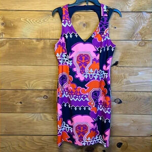 Muse by Anthropologie Womens dress 10 strappy pink purple mini cutout casual Y2K